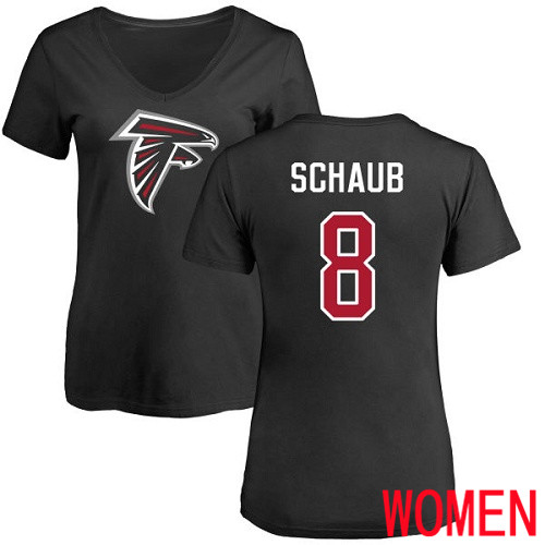 Atlanta Falcons Black Women Matt Schaub Name And Number Logo NFL Football #8 T Shirt->women nfl jersey->Women Jersey